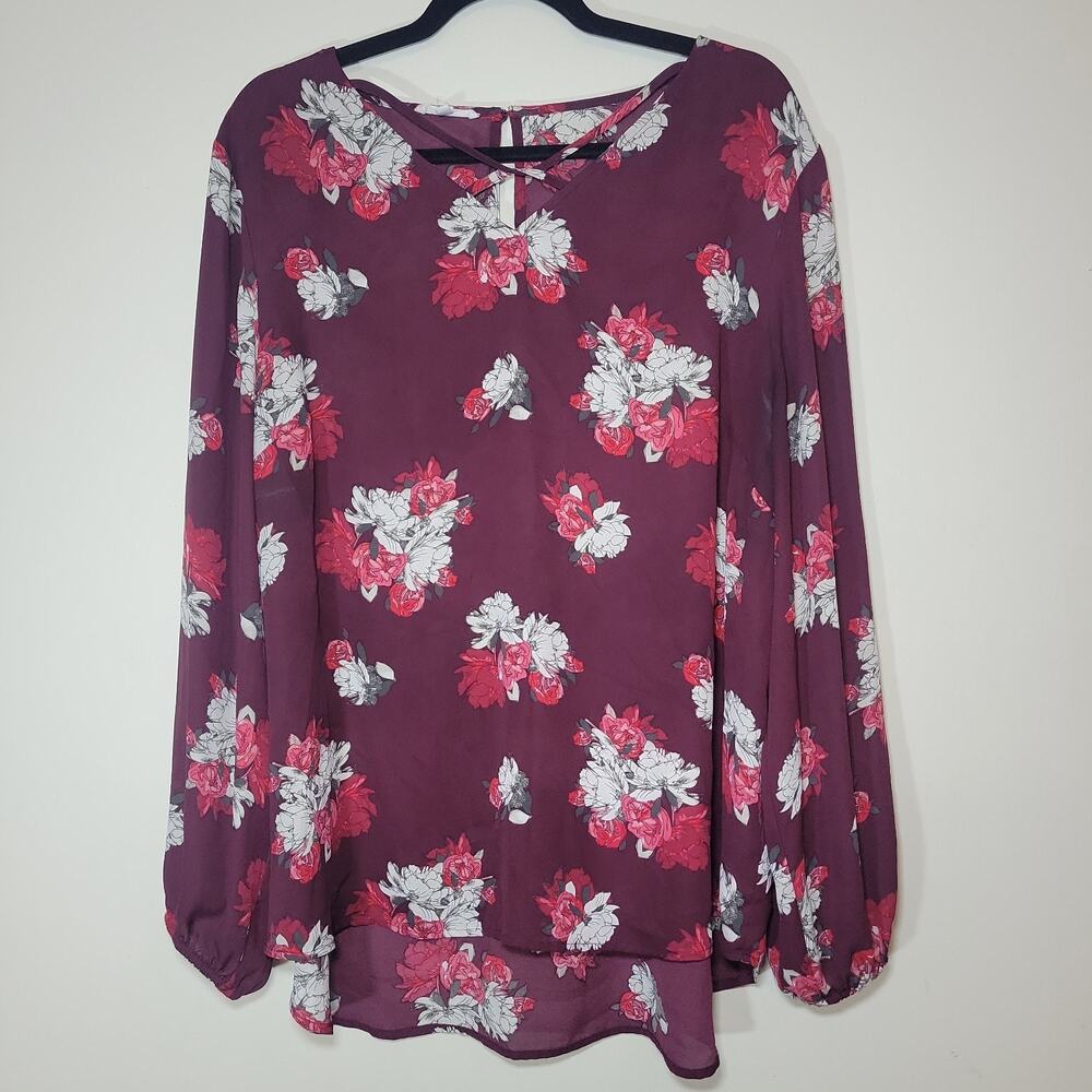 Women's Floral Print Ballon Sleeve Blouse 1x Cottagecore Boho Prairie Peasant